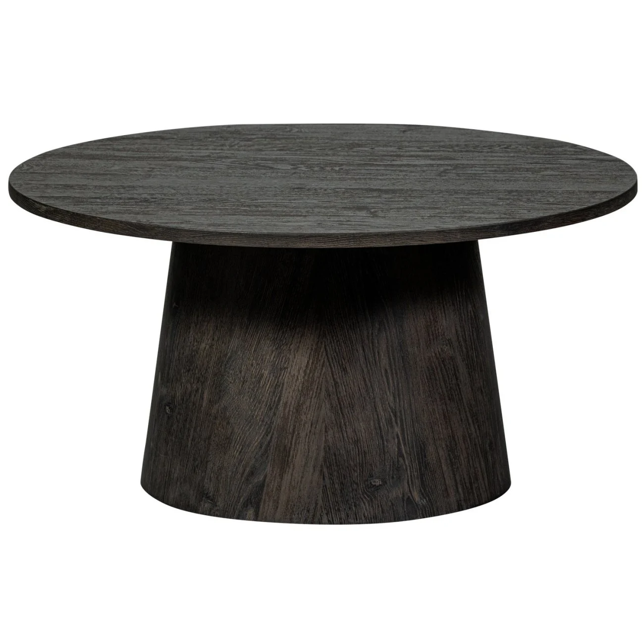 Couchtisch Ativ aus Holz, modern skandinavisch, rund in Dunkelbraun, Ø 80 cm - Woood