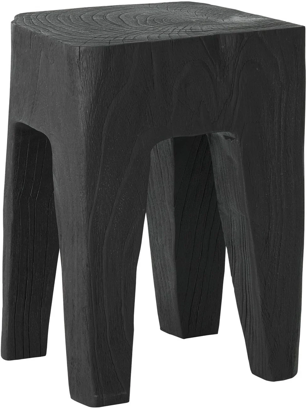 Hocker Ativ aus recyceltem Teakholz, skandinavisches Design, schwarz, handgefertigtes Unikat - Must Living