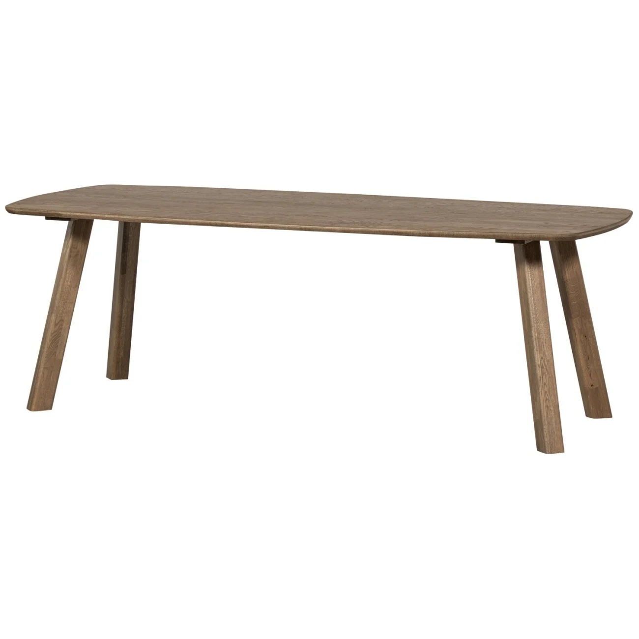 Esstisch Eiche oval, skandinavisch, kaschmirbraun, flexibel für 8–10 Personen, 220x100 cm - Woood