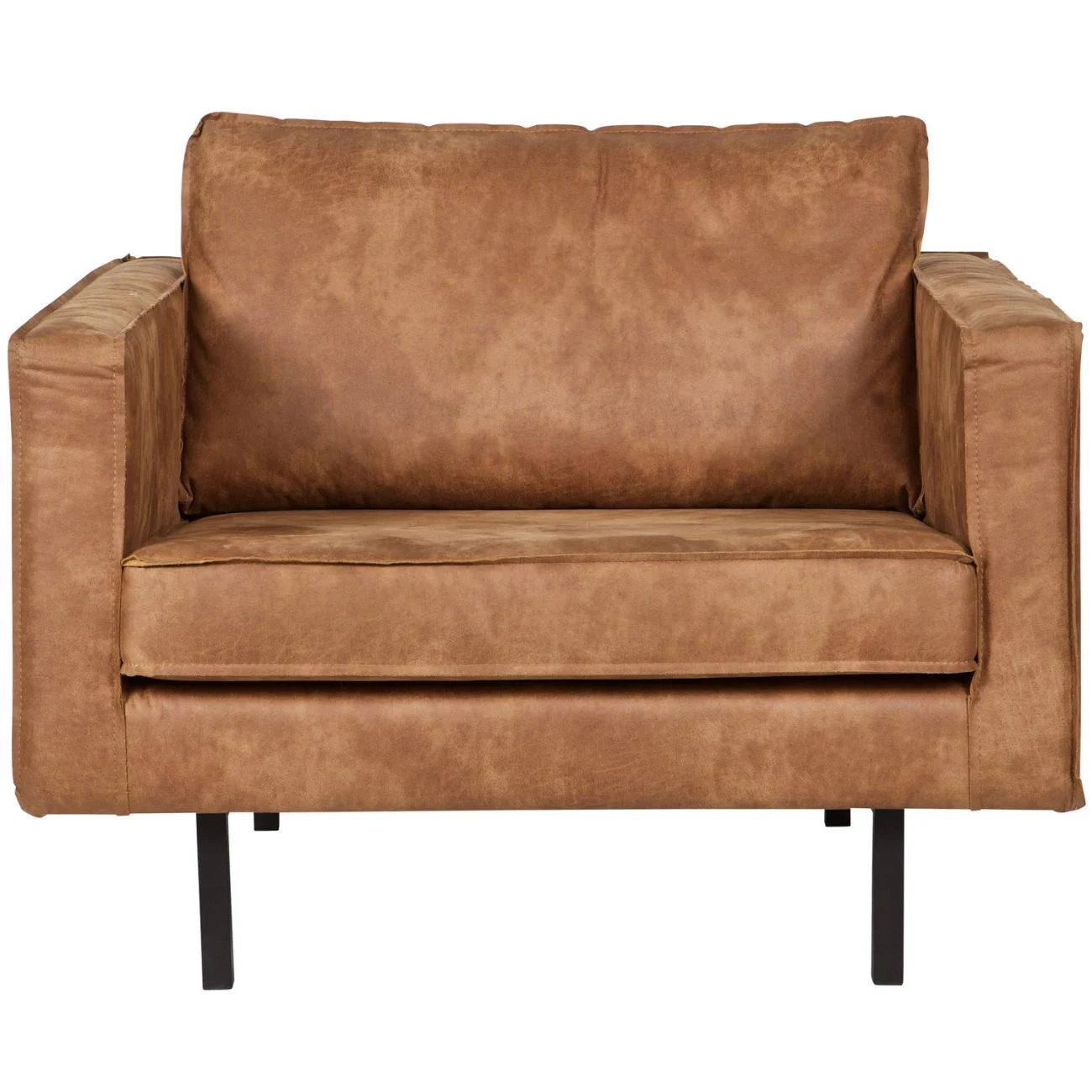 Sessel Rodeo aus Kunstleder, modernes Design, cognac, komfortabel gepolstert, Metallgestell - Woood