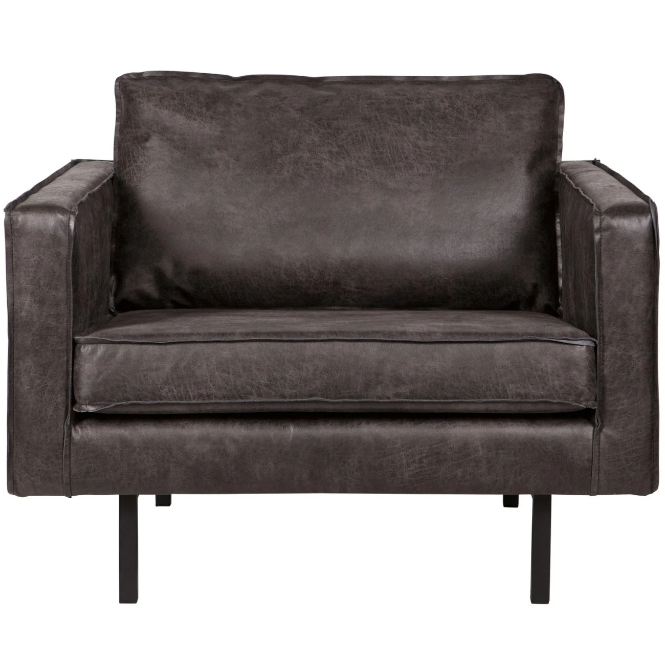 Sessel Rodeo aus Kunstleder, modernes Design, Schwarz, komfortabel gepolstert für Dein Zuhause - Woood