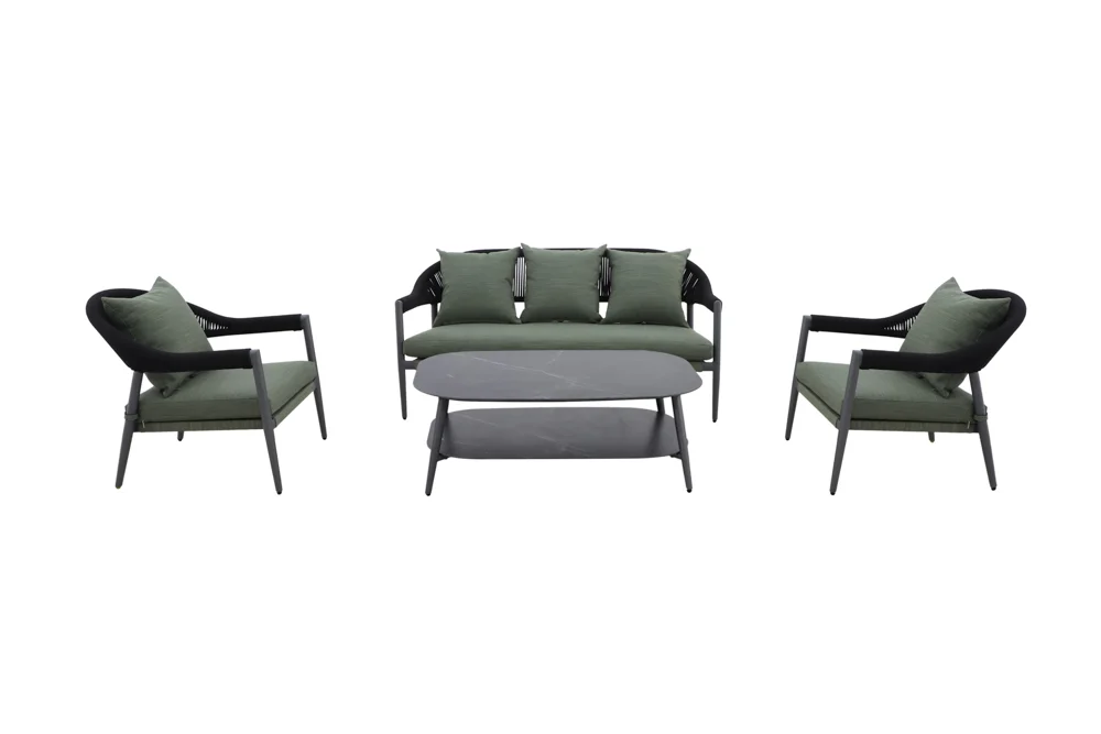 MWH Camarillo Loungeset Aluminium/Rope matt grau