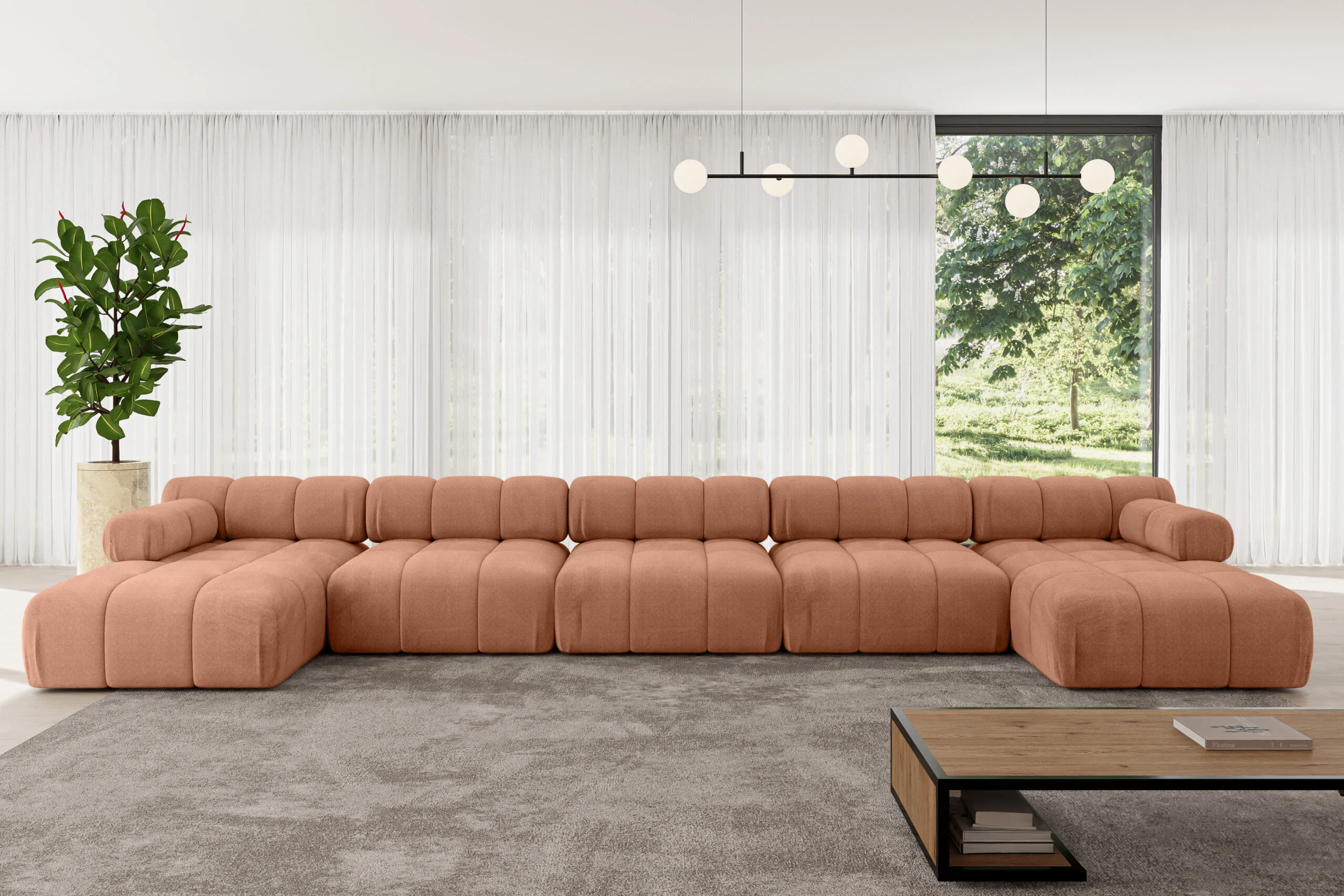 Wohnlandschaft Tesso-U3 Apricot - Monolith 61