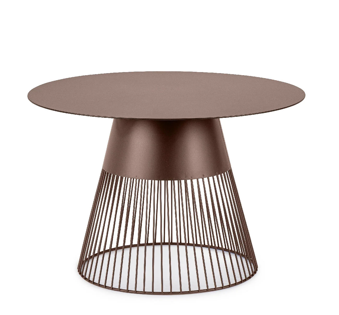 Couchtisch Godric aus Metall, modernes Design, rund, Ø 60 cm, braun, pulverbeschichtet - Bizzotto