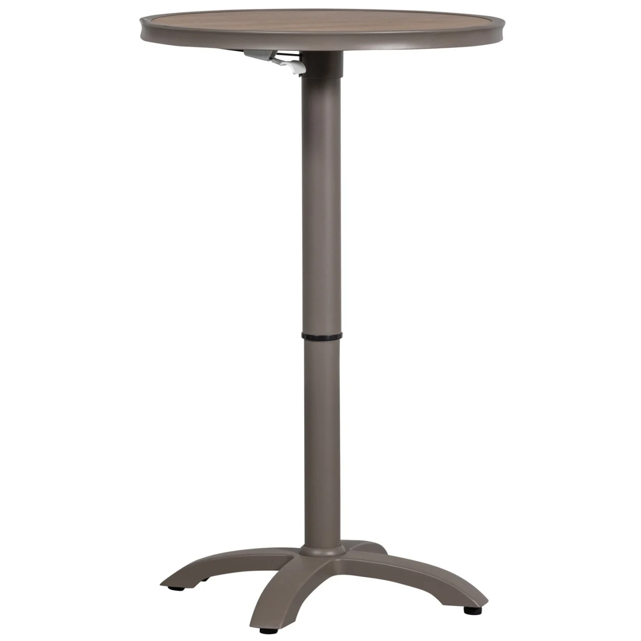 Gartenbartisch Jeppe aus Aluminium, modern höhenverstellbar, rund, Braun Grau, Outdoor - Woood