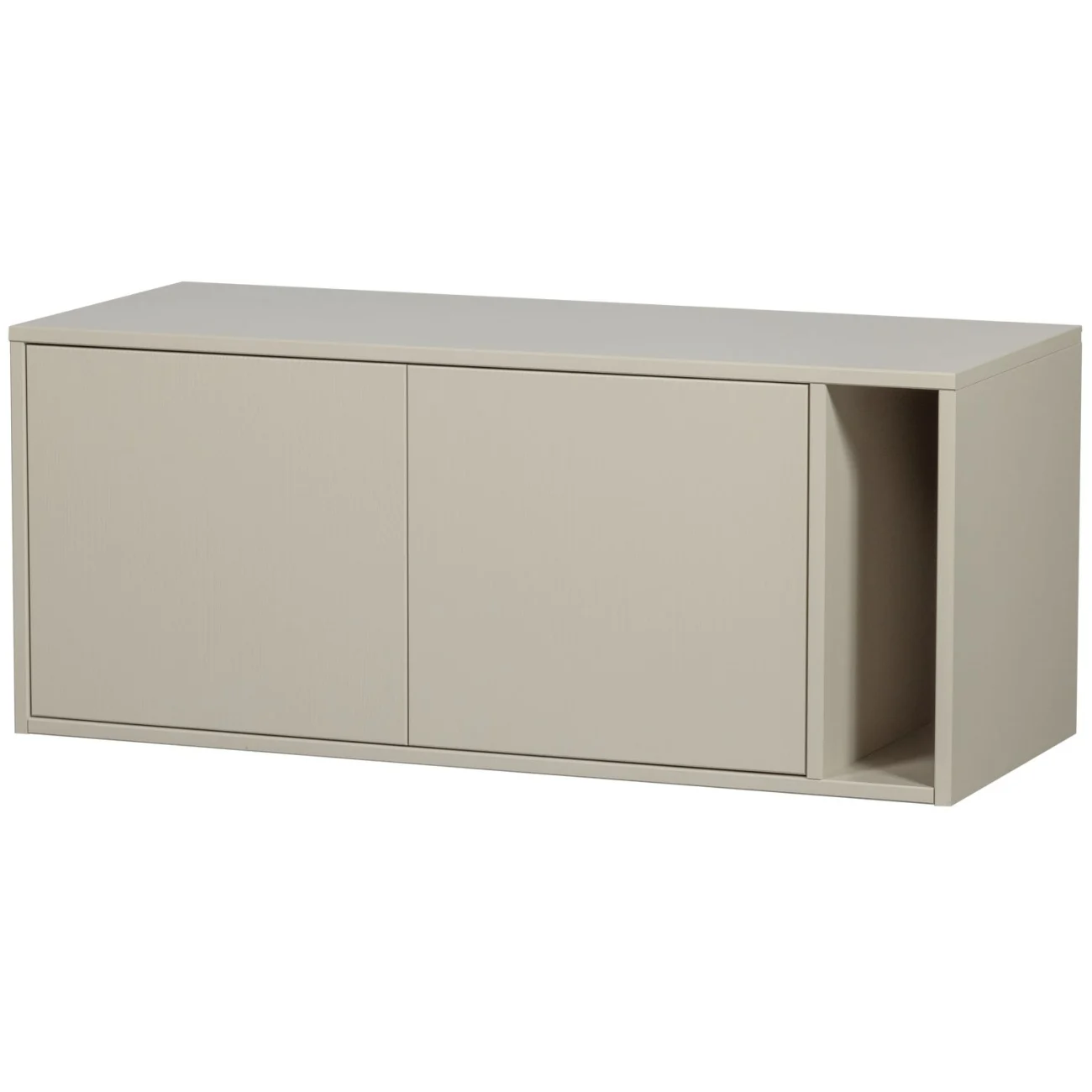 TV Board Settle Down aus Kiefernholz, modern, matt lackiert, hellgrau, 108 cm, Push-to-Open-System