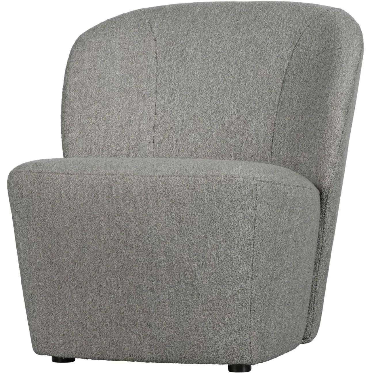 Sessel Lofty aus Bouclé-Stoff, modernes Design, gepolstert, grau, bequeme Sitzfläche
