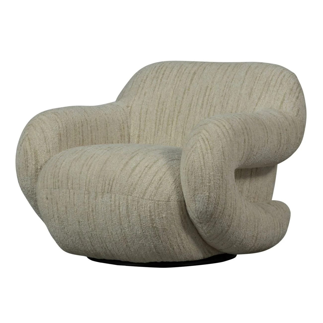 Sessel Folke aus Melange-Stoff, drehbar im Retro Chic, Natur Melange, weiche Polsterung