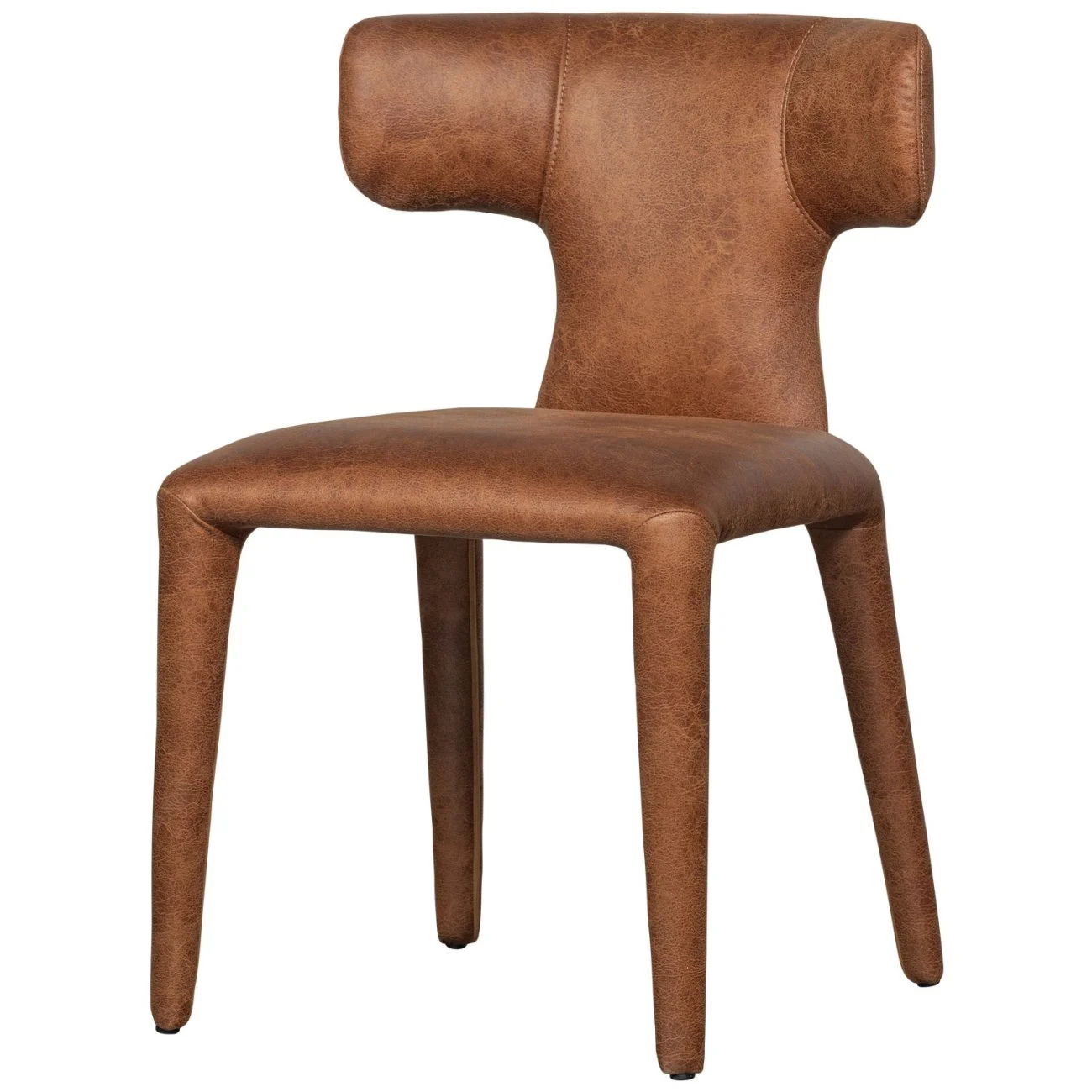 Esszimmerstuhl Permit Lederoptik, modern gepolstert, Cognac Braun, komfortabler Sitz für Dein Esszimmer - Woood