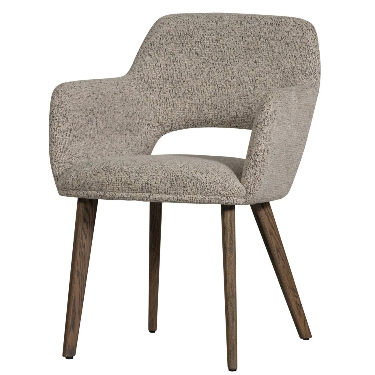 Esszimmerstuhl Murat aus Chenille-Stoff, skandinavisches Design, Natur Braun, weich gepolstert