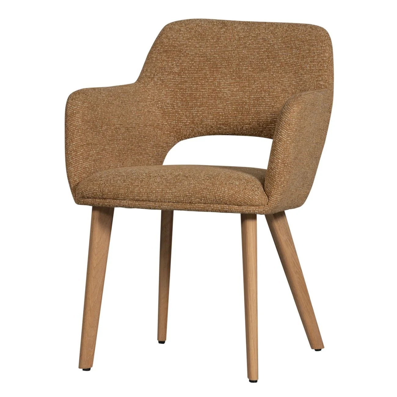 Esszimmerstuhl Murat aus Chenille-Stoff, modern, Gelb Natur, weiche Polsterung, Holzgestell