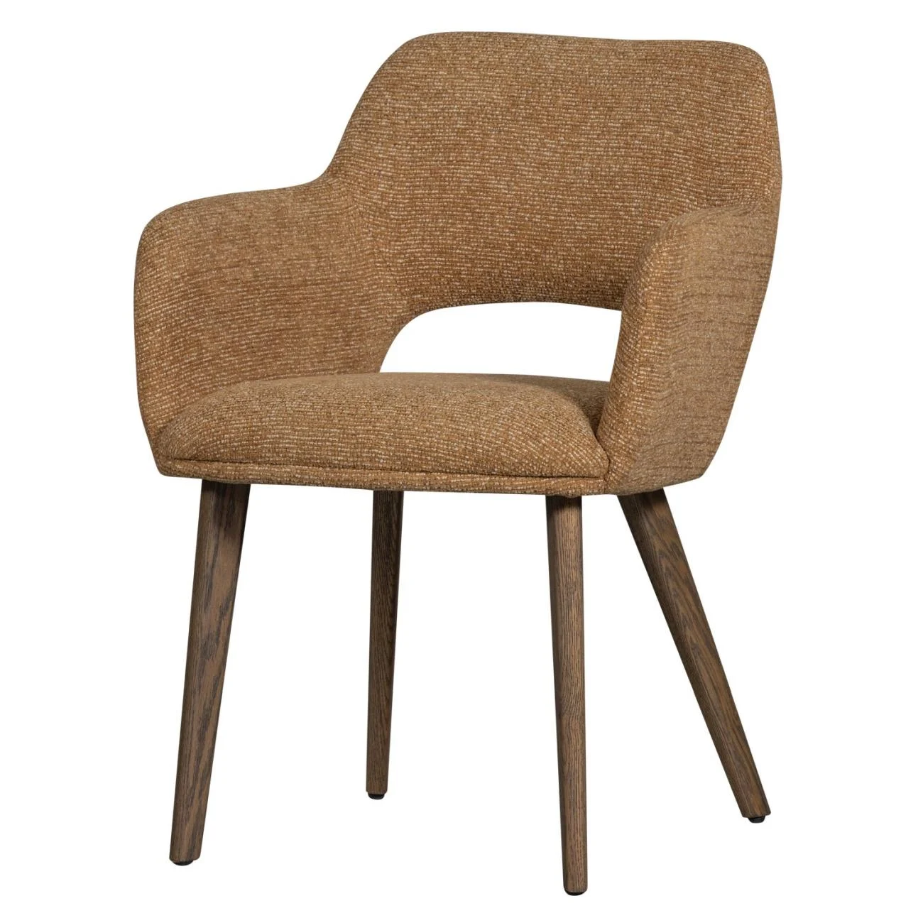 Esszimmerstuhl Murat aus Chenille-Stoff, modern und gepolstert, Gelb Braun, komfortabel für Dein Zuhause