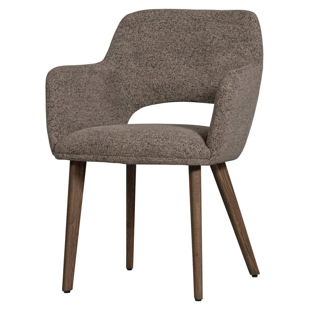 Esszimmerstuhl Murat aus Chenille-Stoff, modernes Design, taupe braun, gepolstert für Komfort