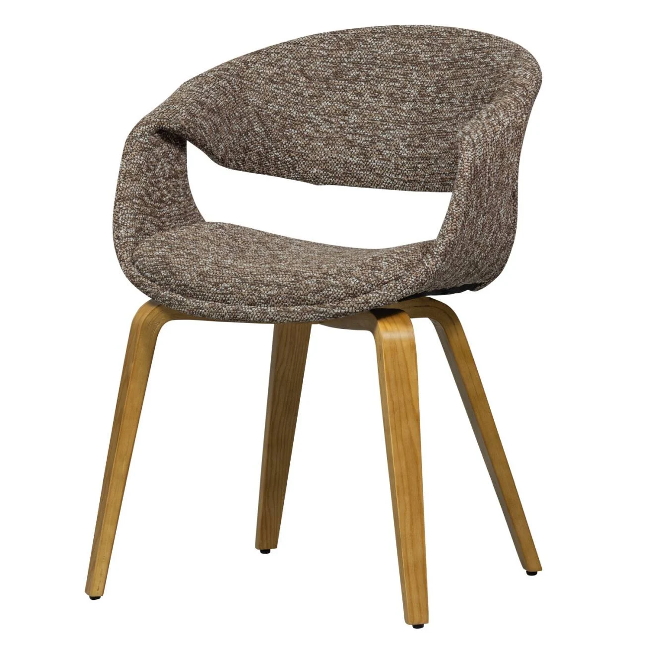 Esszimmerstuhl Yossi aus Webstoff, modernes Design, Holzgestell natur, gepolstert in Braun - Woood