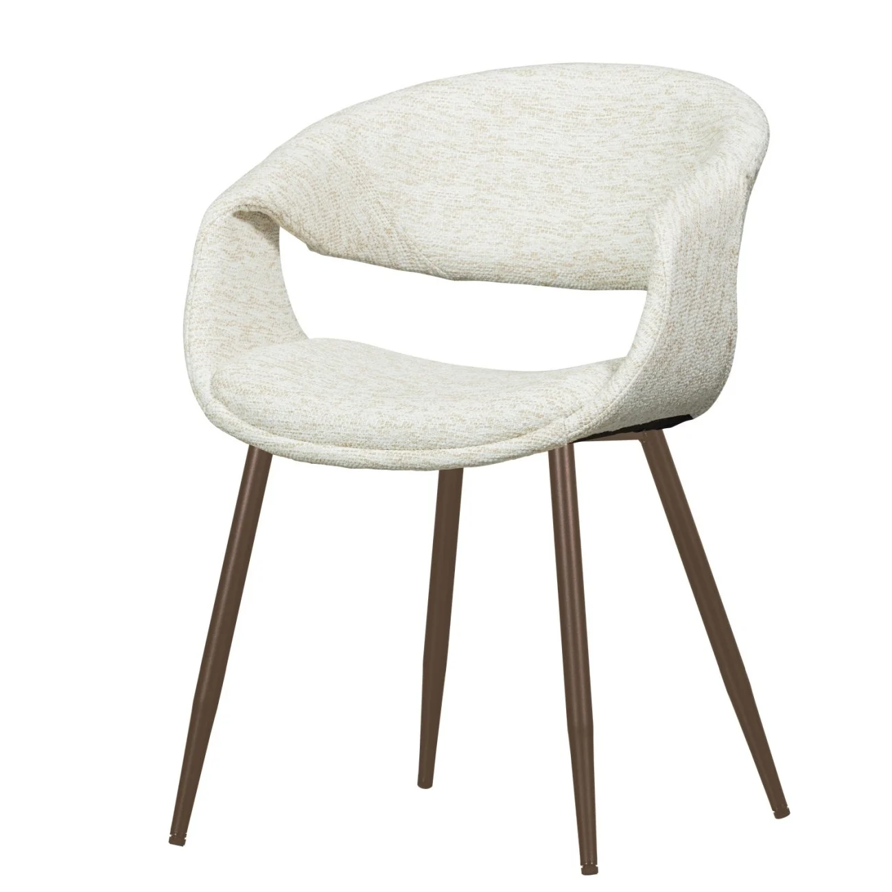 Esszimmerstuhl Yossi aus Webstoff, modern und gepolstert, Natur/Kupfer, komfortables Design - Woood