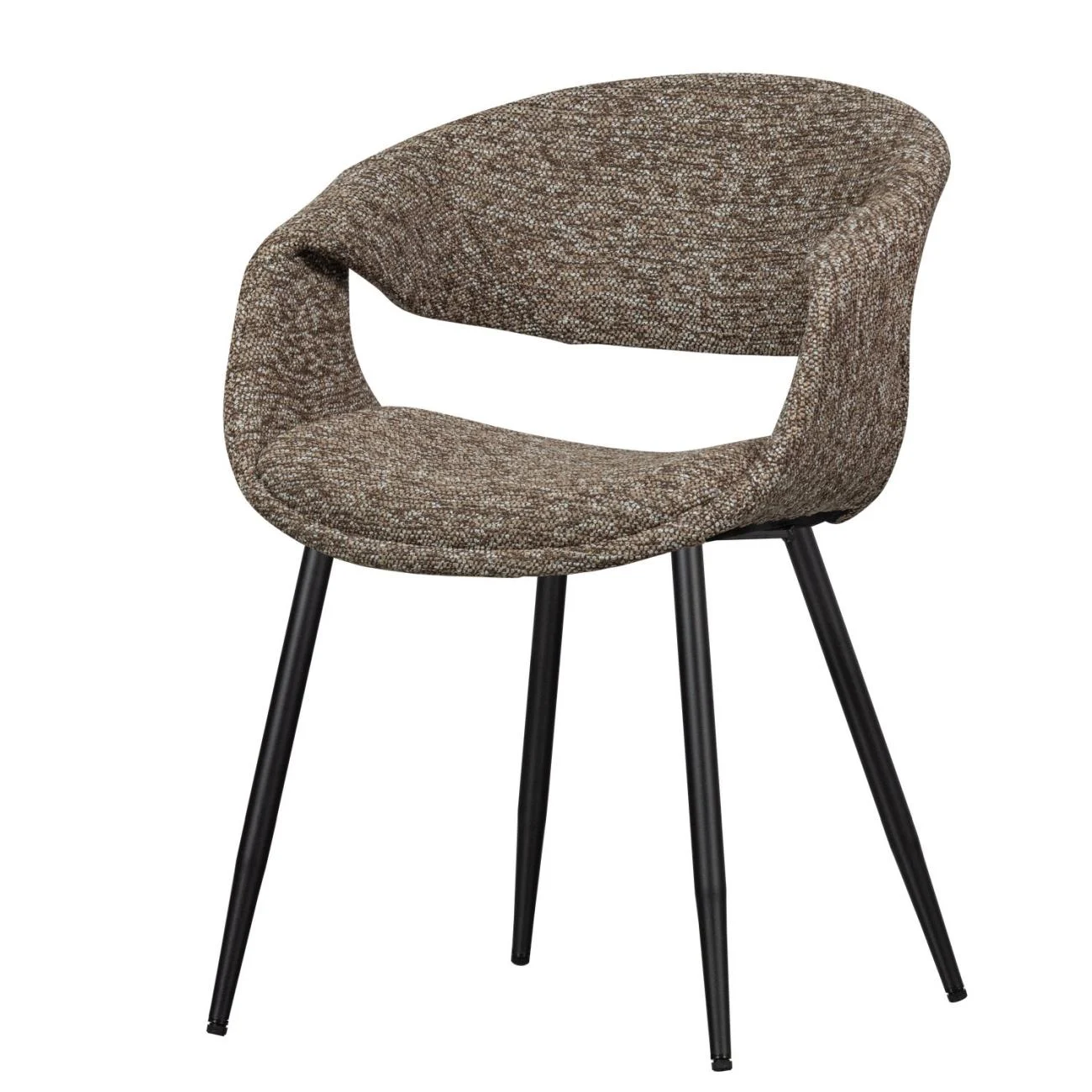 Esszimmerstuhl Yossi aus Webstoff, modernes Design, braun schwarz, gepolstert und bequem - Woood