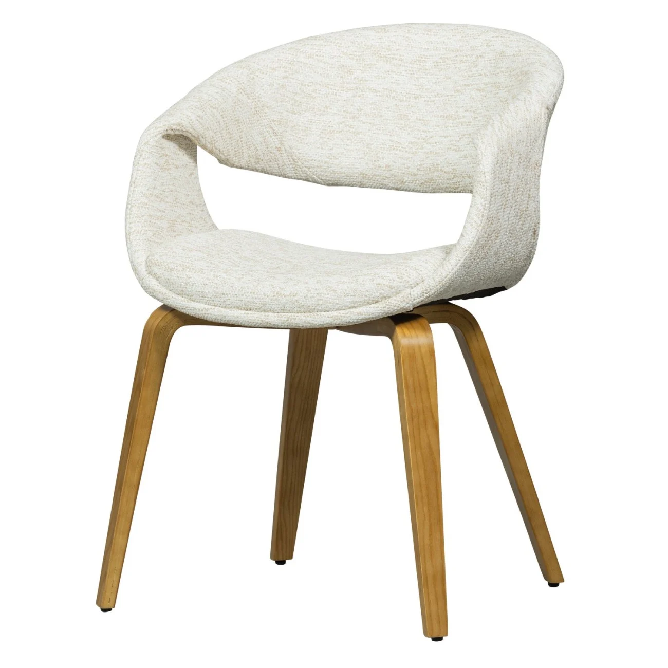 Esszimmerstuhl Yossi aus Webstoff, skandinavisches Design, gepolstert, natur, Holzgestell - Woood