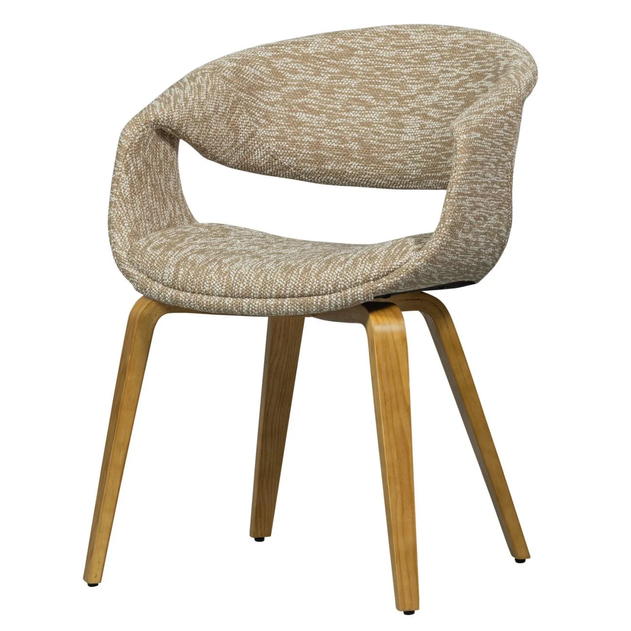 Esszimmerstuhl Yossi aus Webstoff, modernes Design, sandfarben mit Holzgestell, gepolstert - Woood