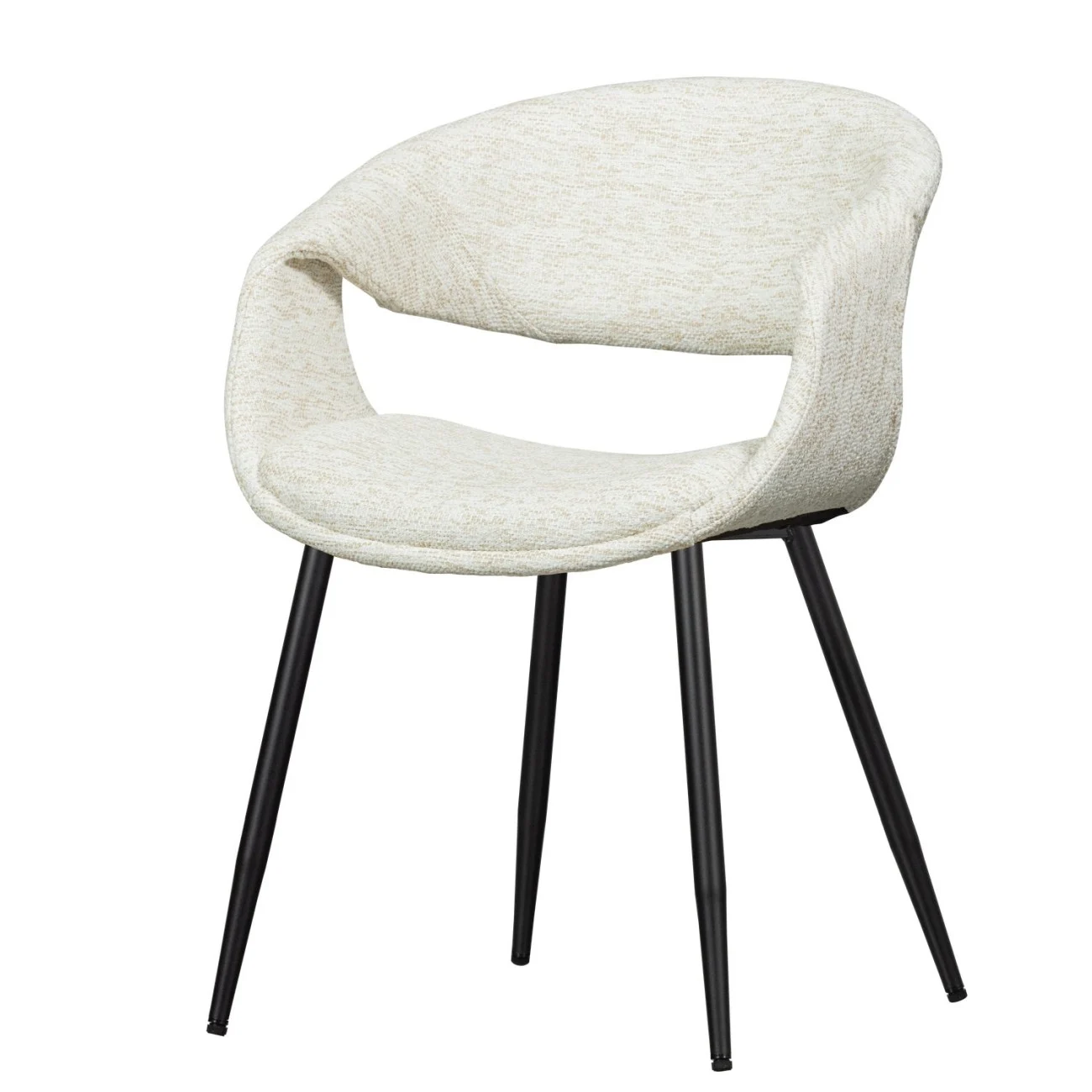 Esszimmerstuhl Yossi aus Webstoff, modernes Design, Natur Schwarz, gepolstert und komfortabel - Woood