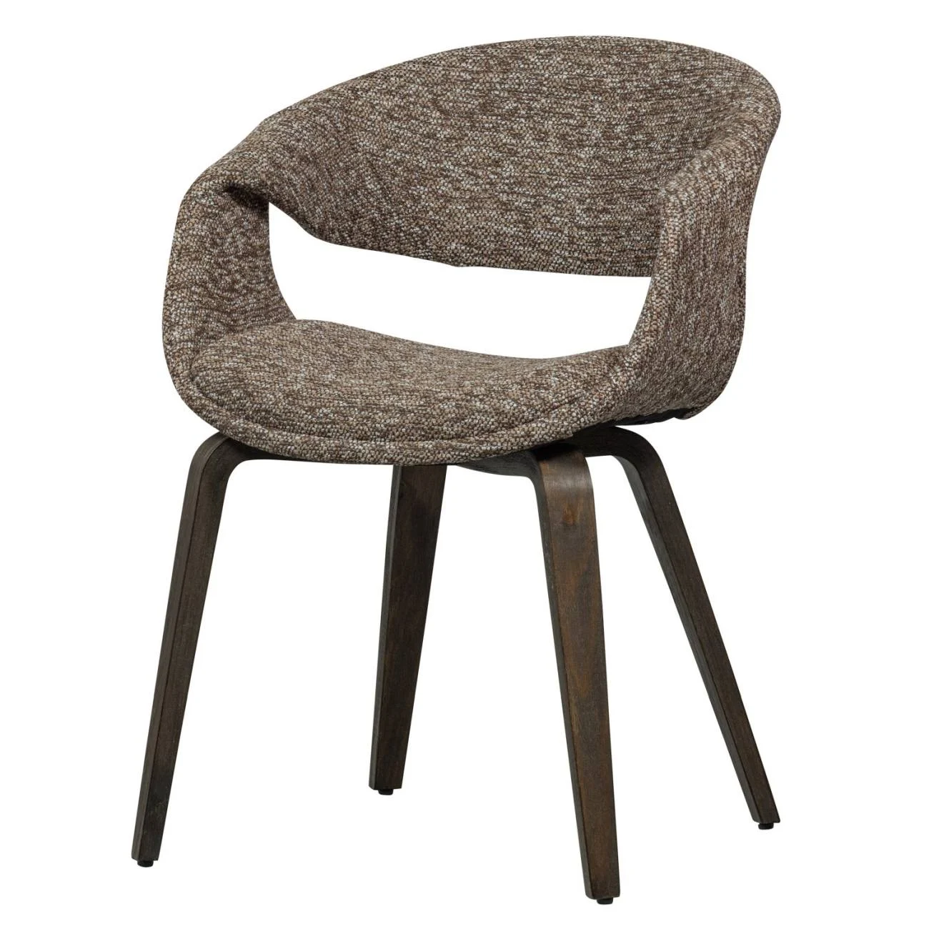 Esszimmerstuhl Yossi aus Webstoff, modern und gepolstert, braun und dunkelbraun, Gestell aus Holz - Woood