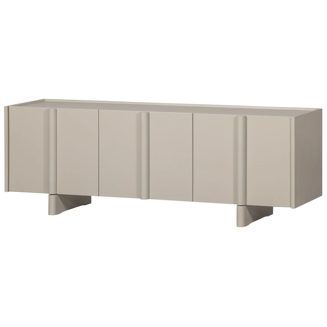 TV-Board Basu aus Kiefernholz, modern, Natur hellgrau, 152 cm, mit Anschlagtüren und Fächern