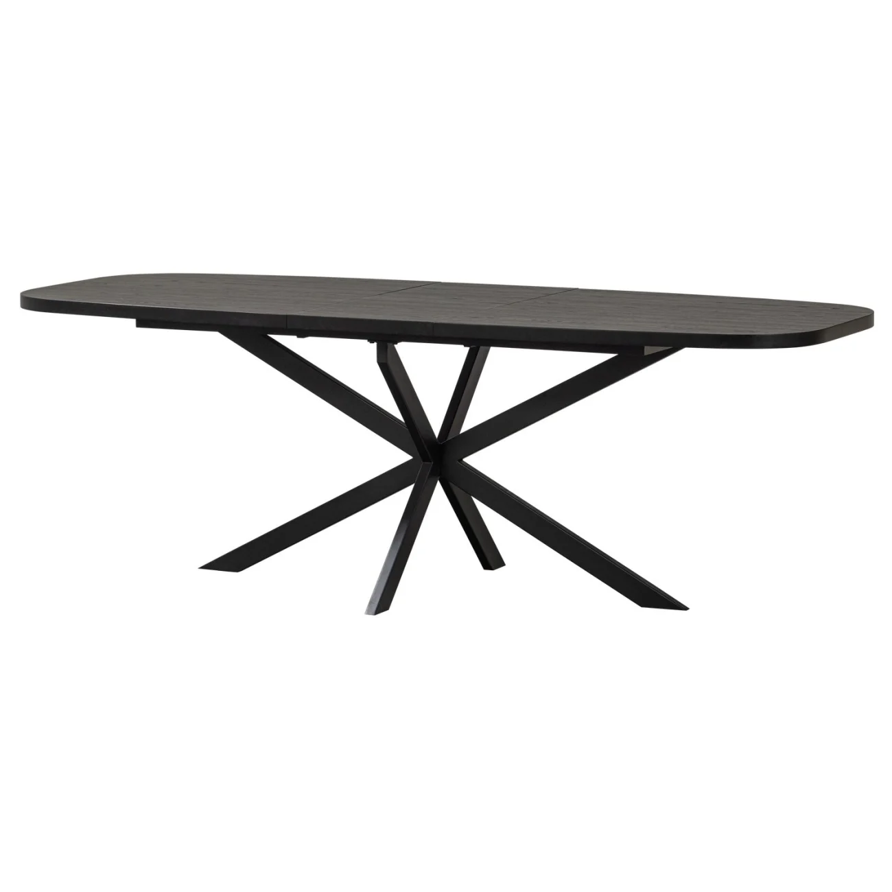 Esstisch Arros ausziehbar, MDF und Metall, modern rechteckig, schwarz, für 6-8 Personen