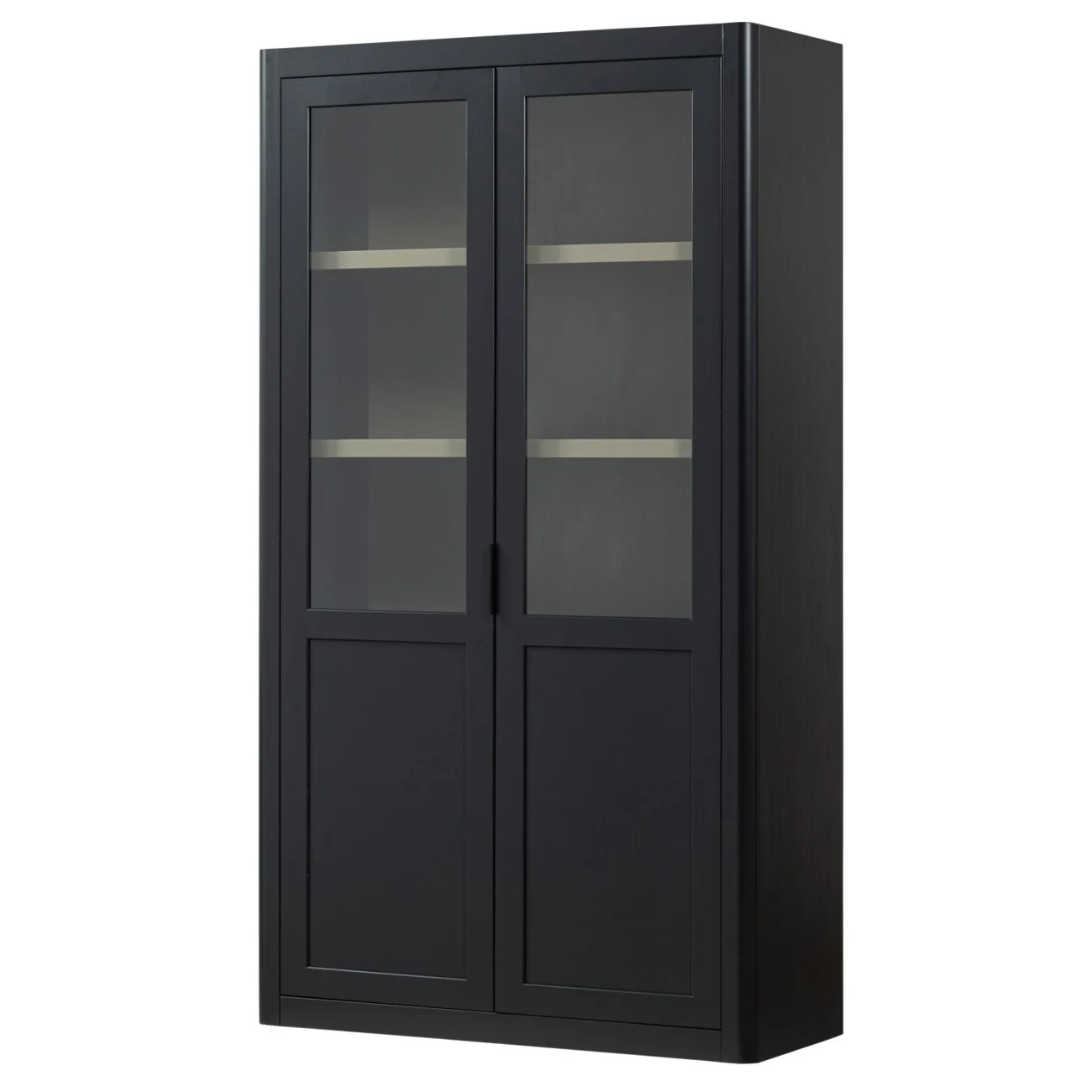 Vitrine Gunnar aus Kiefernholz, skandinavisches Design, schwarz lackiert, 2 Türen, 4 Einlegeböden - Woood