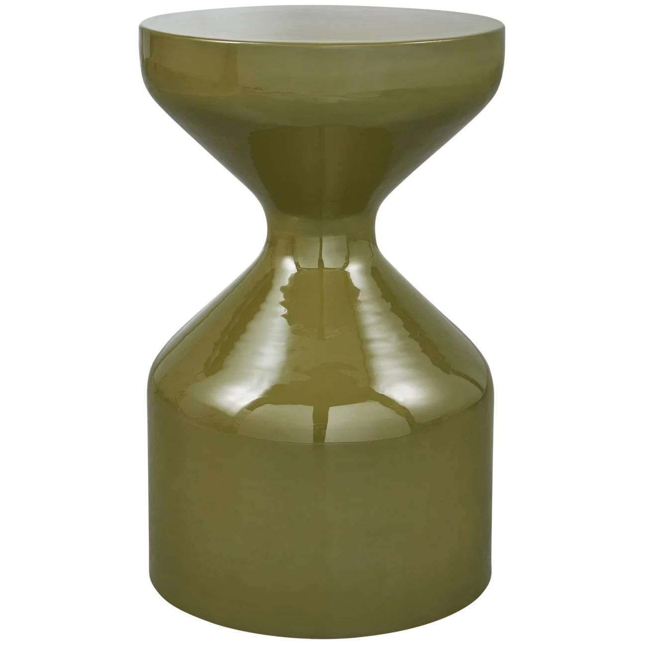 Beistelltisch Floyd aus Metall, retro Chic Design, grün, rund, hochglänzend lackiert - Woood