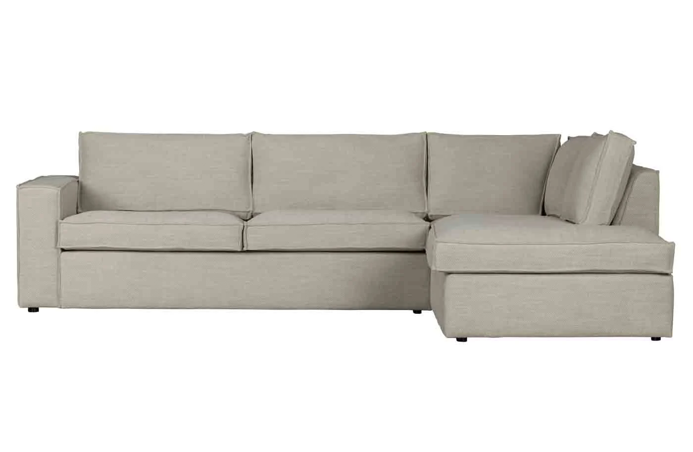 Ecksofa Freddie Stoff Melange, modernes Design, rechts, creme – bequemer Komfort für Dein Zuhause - Woood