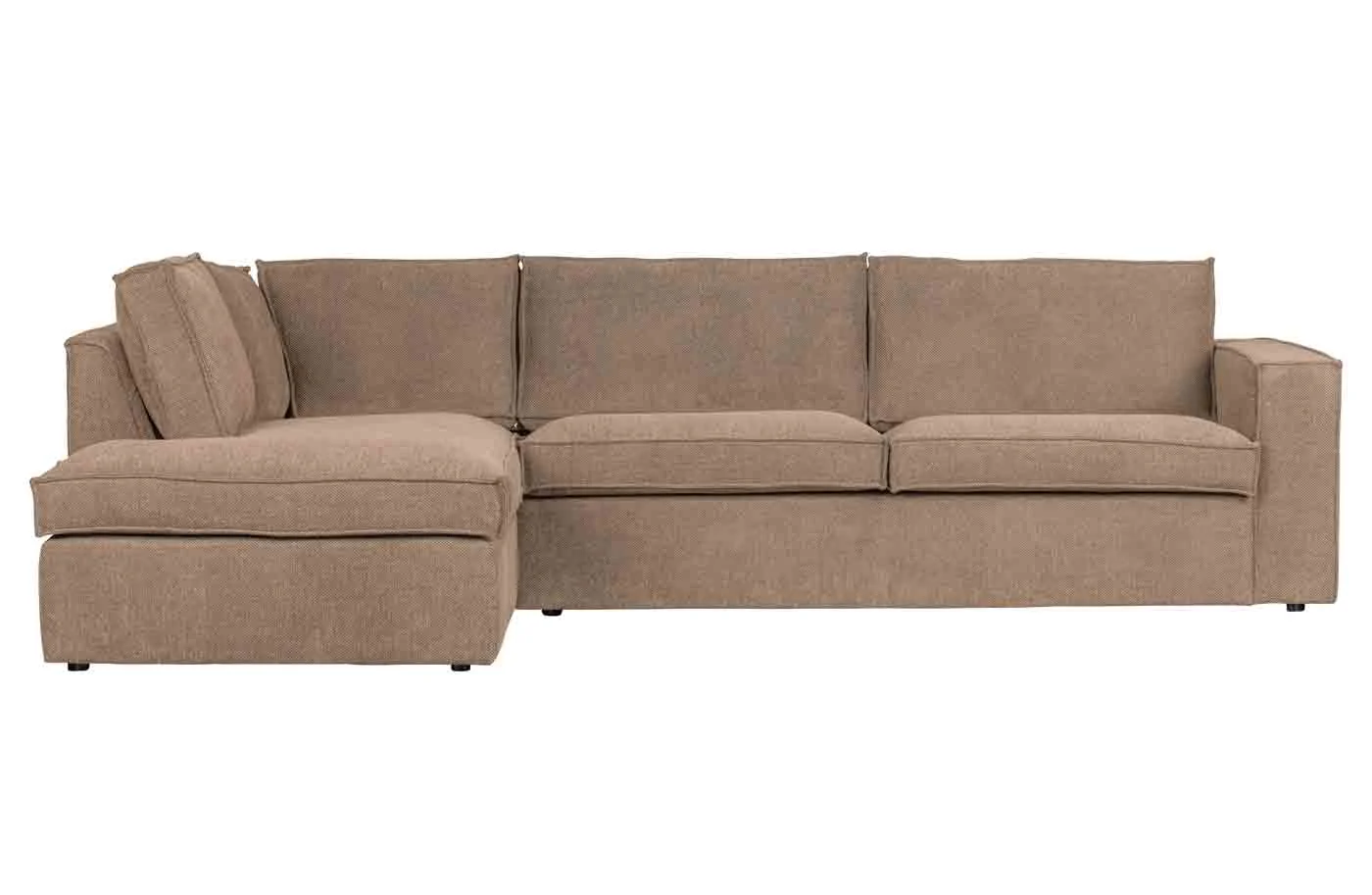 Ecksofa Freddie aus Melange-Gewebe, linksseitig, moderner Stil, sandfarben, bequeme Polsterung