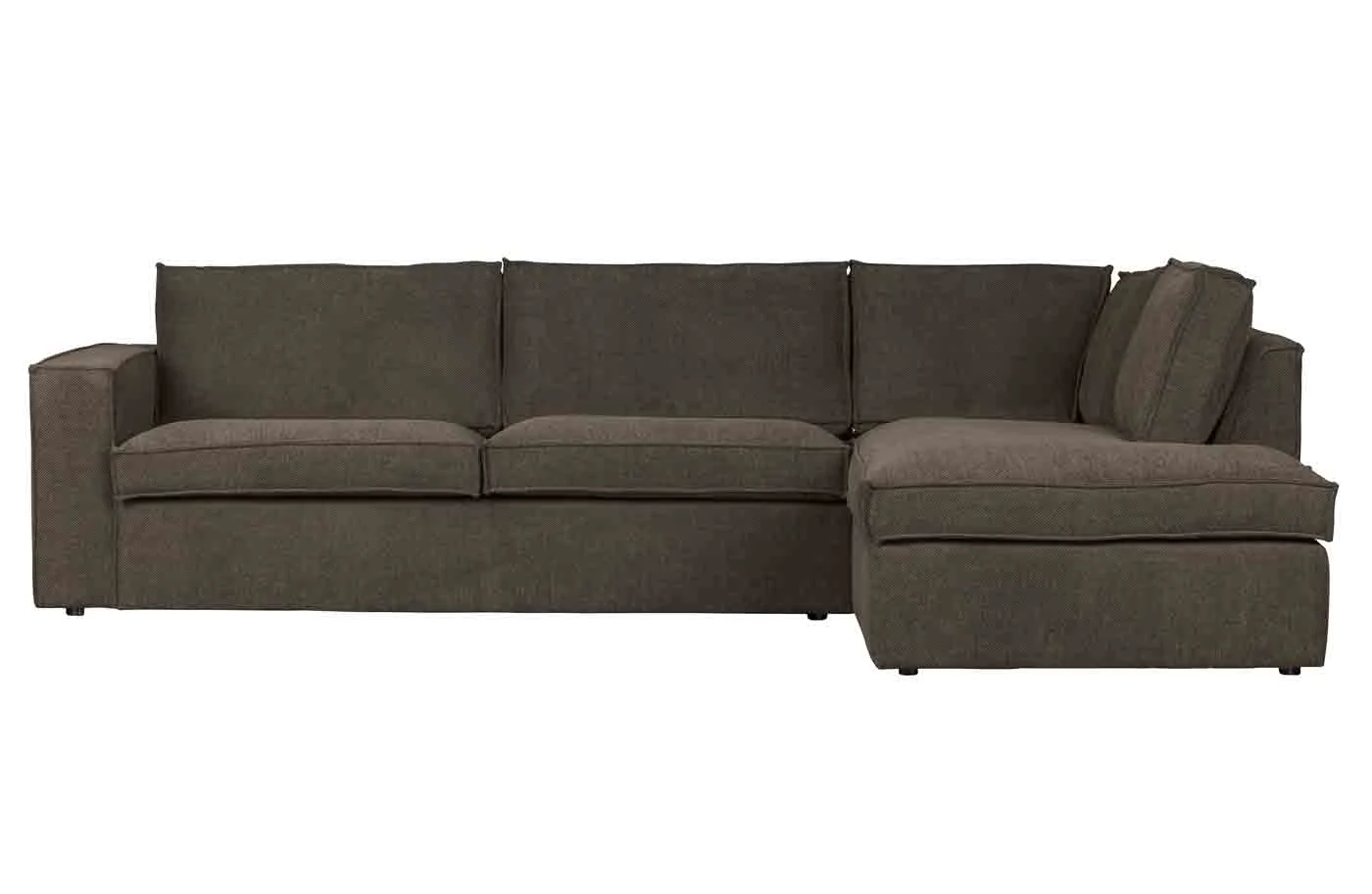 Ecksofa Freddie Stoff dunkelbraun, modernes Design, rechts, komfortabel für 3–4 Personen - Woood