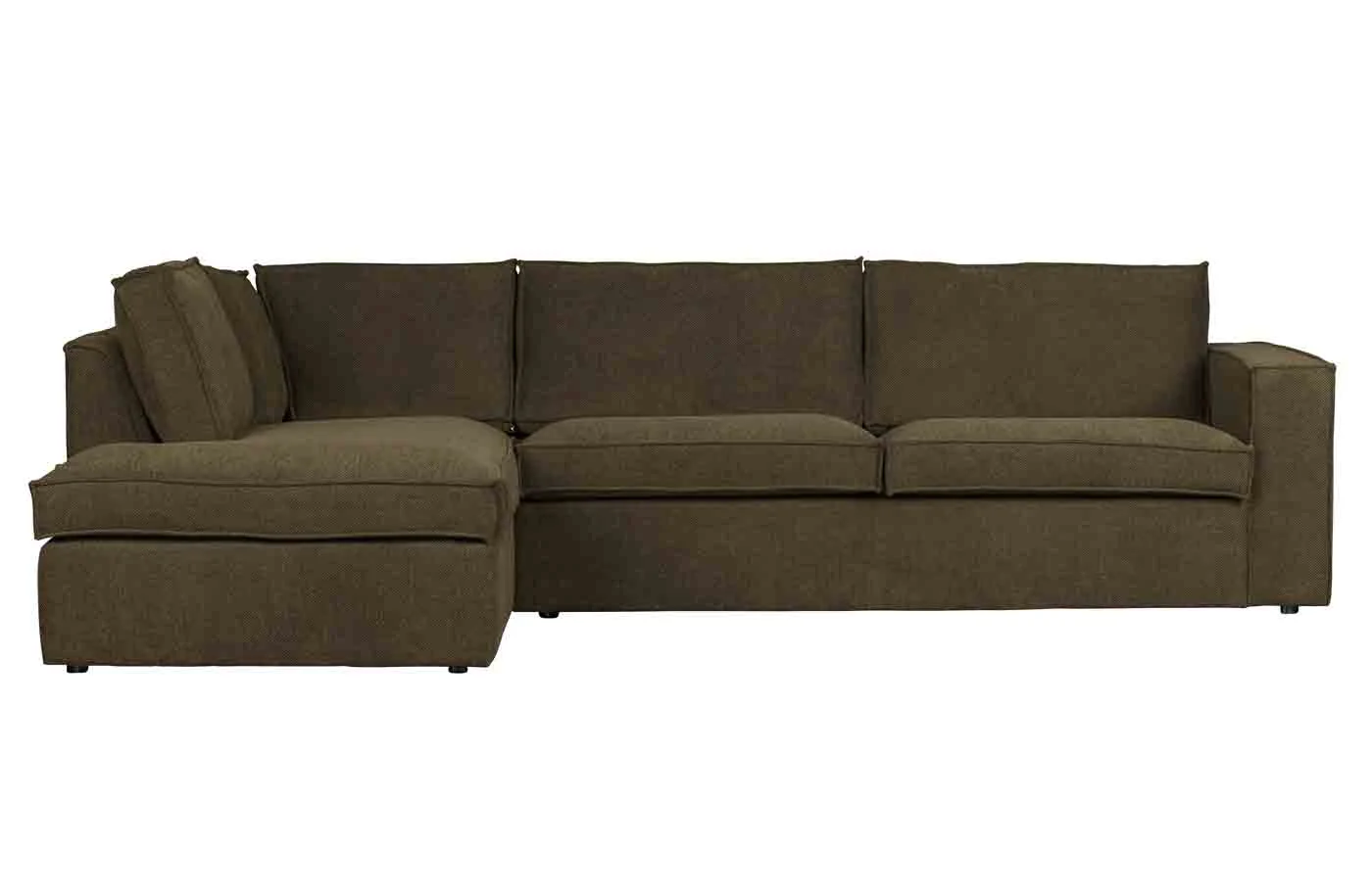 Ecksofa Freddie aus Melange-Gewebe, modernes Design, links, dunkelgrün, für 3–4 Personen