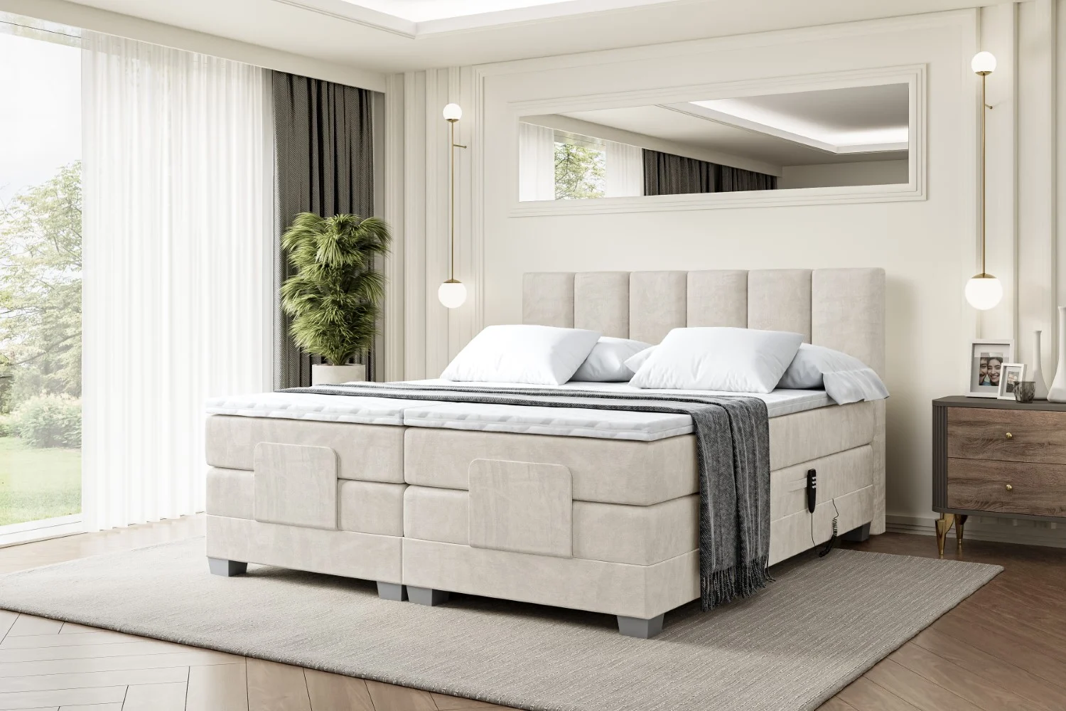 Elektrisches Boxspringbett AMEL EL Beige - Casablanca 2301 140x200 cm