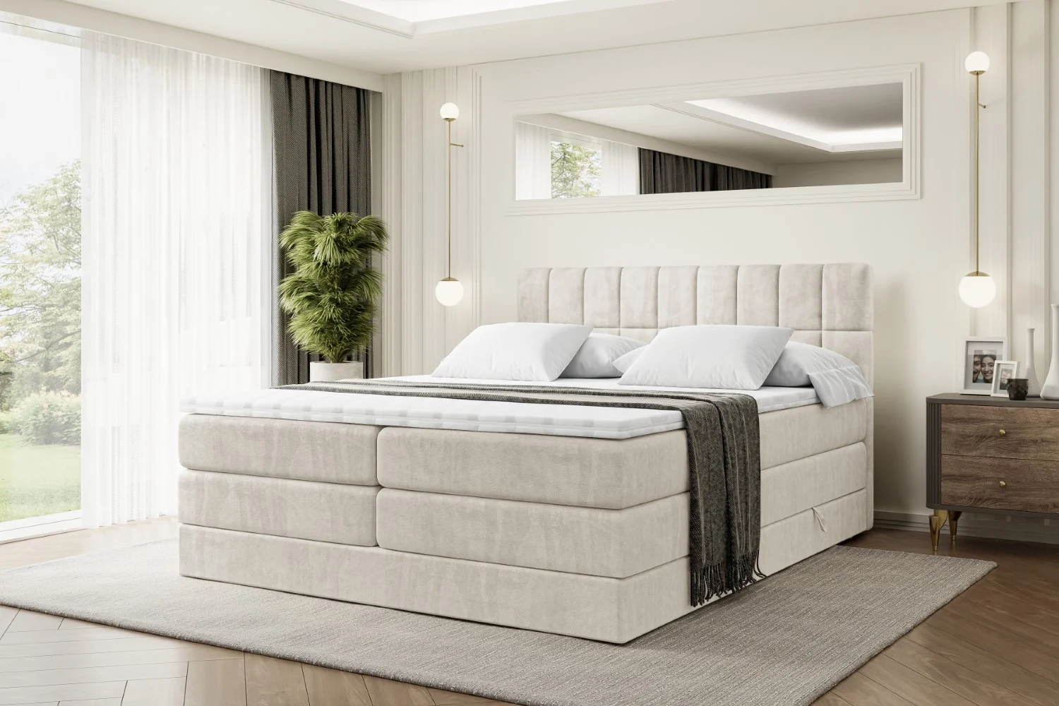 Boxspringbett MIAMI KING Beige - Casablanca 2301 120x200 cm