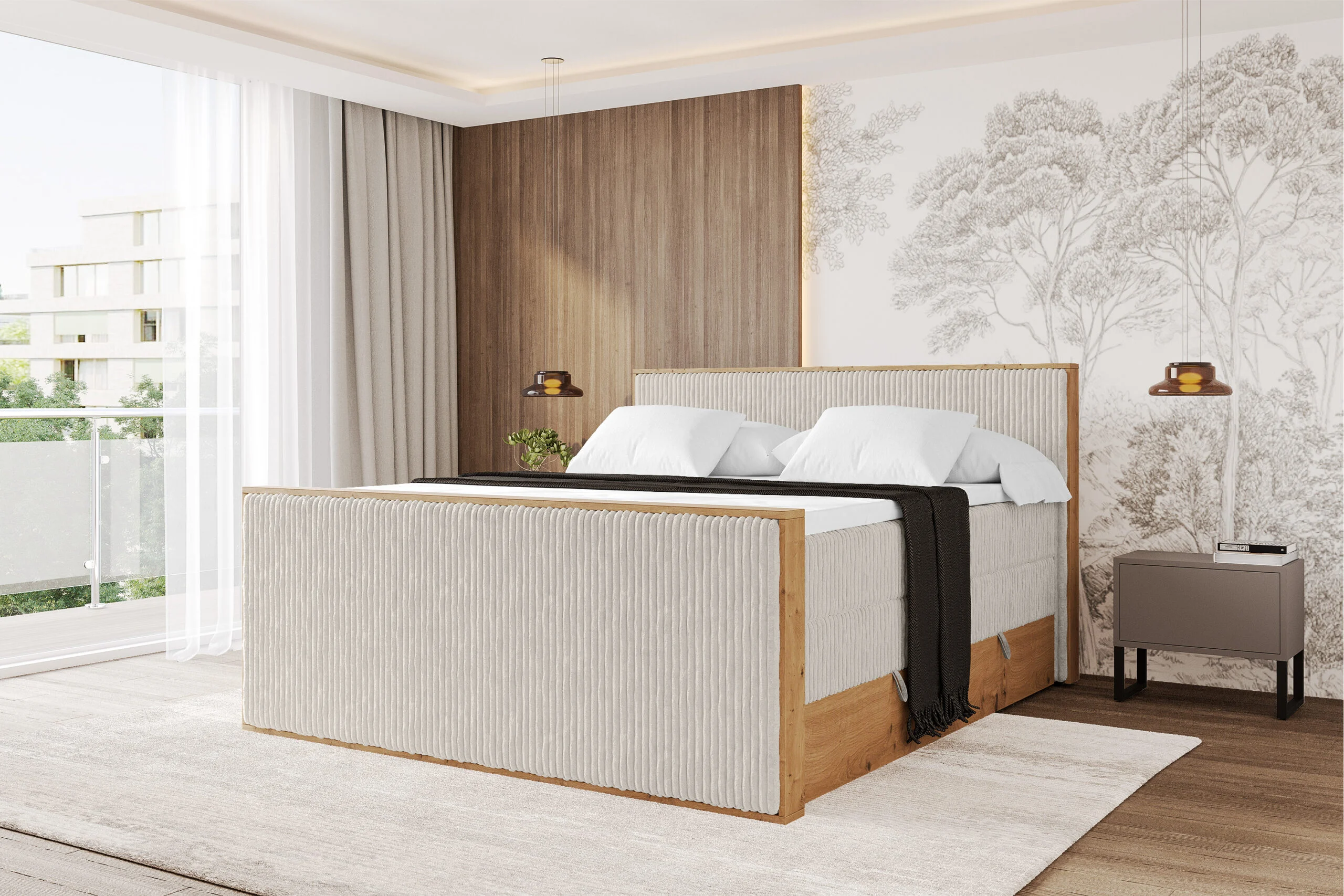 Boxspringbett LOLLI9-Z-KING Creme - Tilia 01 120x200 cm
