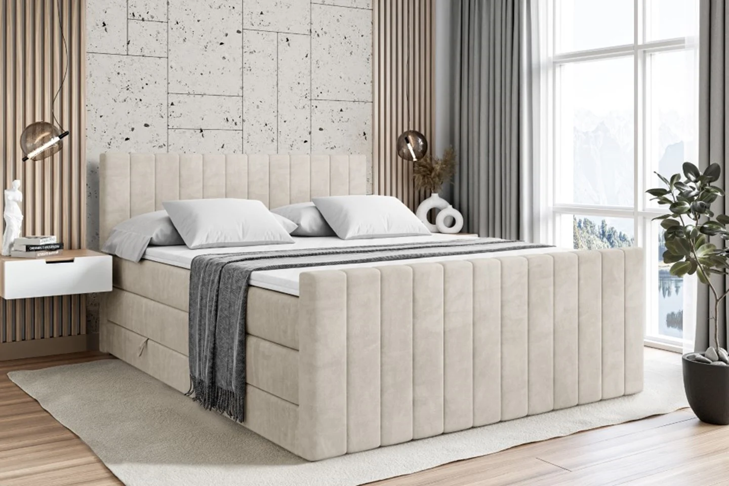 Boxspringbett EDITA-Z KING Beige - Casablanca 2301 120x200 cm