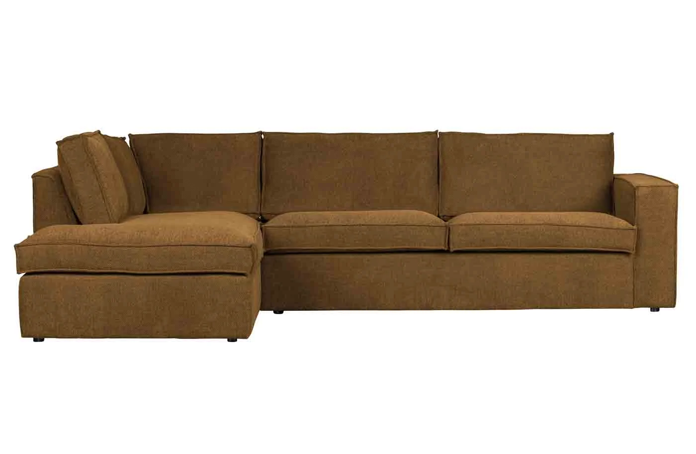 Ecksofa Freddie, Melange-Gewebe, links ausgerichtet, modern, gold, elegantes Design, für 3–4 Personen