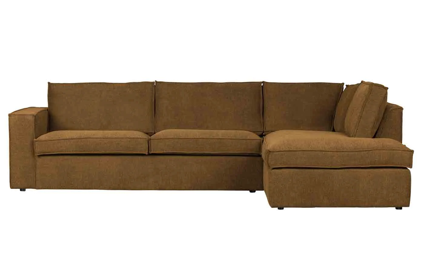 Ecksofa Freddie aus weichem Melange-Gewebe, modernes Design, rechts, gold, 3-4 Sitzplätze