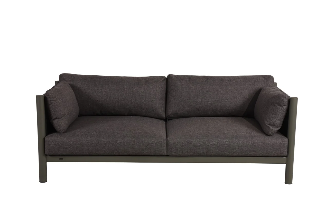 Gartensofa Brad mit Kissen aus Aluminium und Outdoor-Stoff, modern gepolstert, Nordic Green