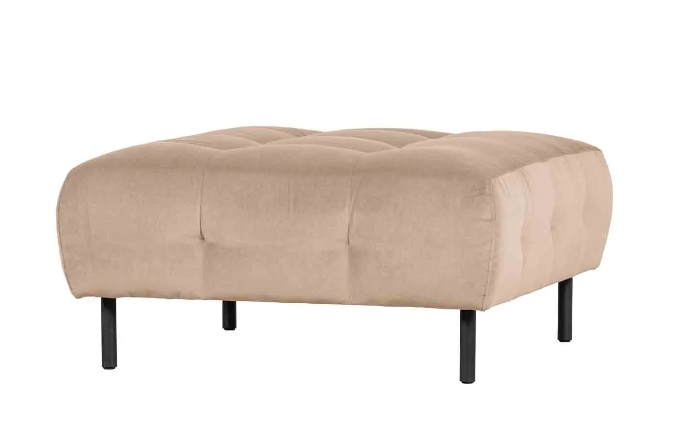 Hocker Lloyd aus Samt, modern gepolstert, sandfarben, quadratisch, Metallgestell - Woood
