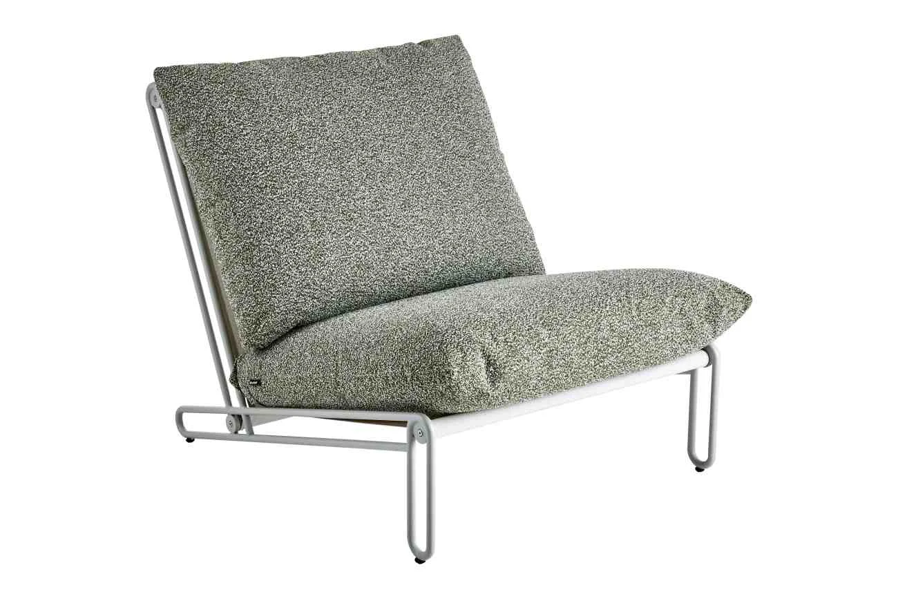 Gartensessel Blixt mit Kissen aus Aluminium und Olefin-Stoff, modern, hellgrau grün, Outdoor