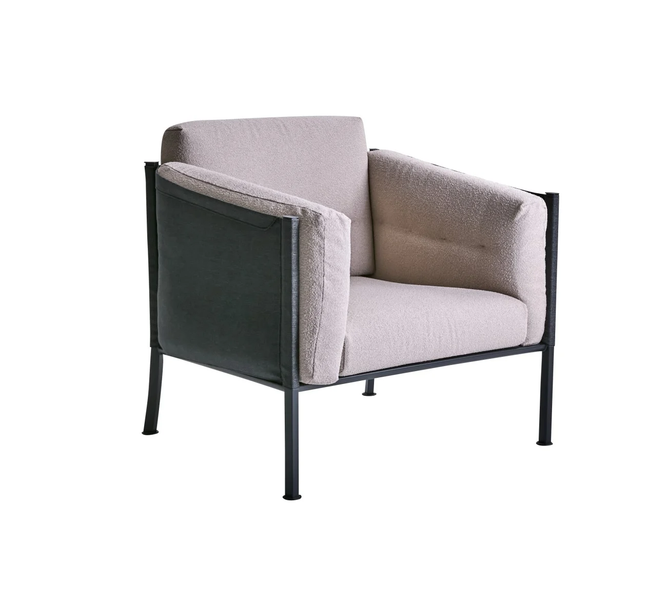 Gartensessel Delux von Brafab aus Edelstahl und Stoff, modern mit Kissen, schwarz-beige