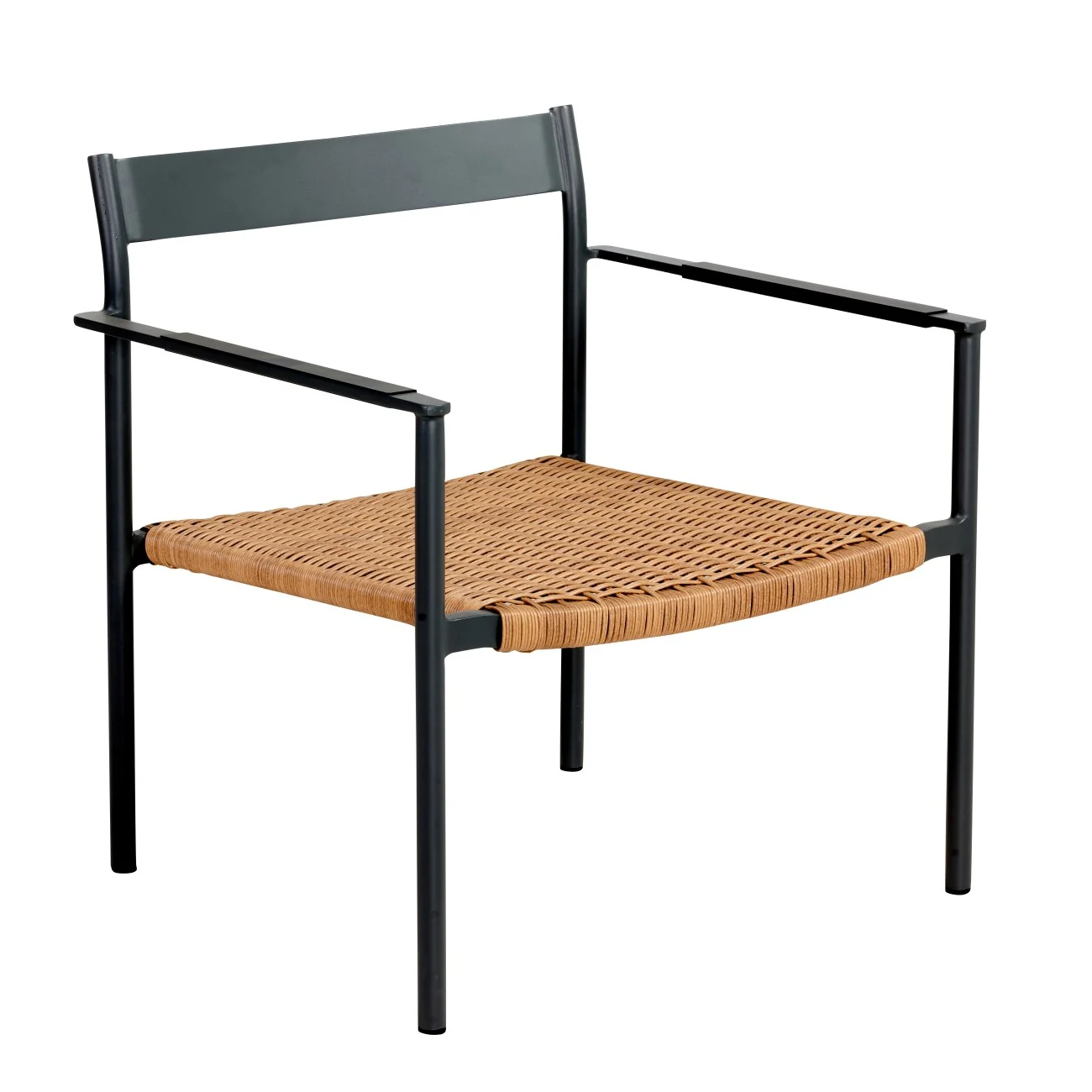 Gartensessel DK mit Armlehne aus Aluminium und Kunstrattan, modern skandinavisch, anthrazit, stapelbar - Brafab