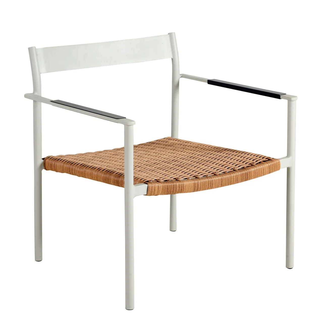 Gartensessel DK mit Armlehne aus Aluminium und Kunstrattan, modern skandinavisch, hellgrau, stapelbar - Brafab
