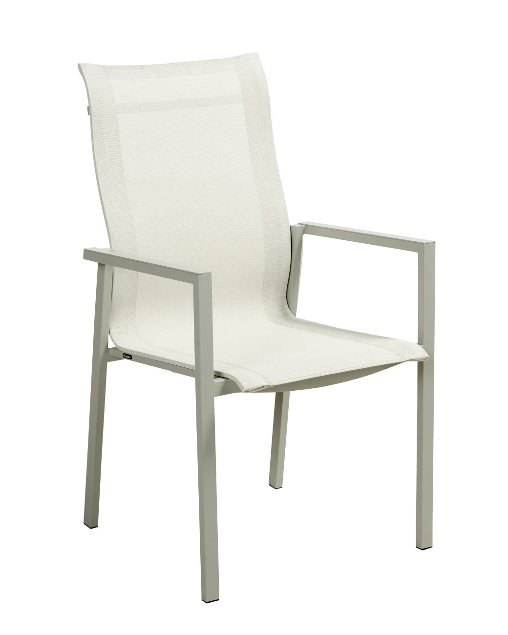 Gartenstuhl Comfy mit Armlehne aus Aluminium und Textilene, modern, hellgrau und off-white, stapelbar