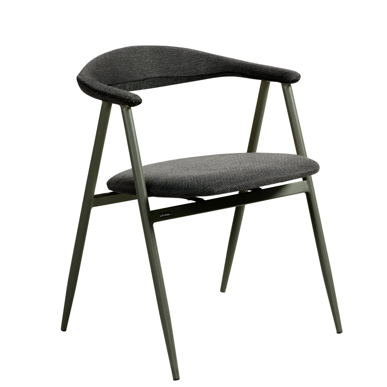 Gartenstuhl Boi mit Armlehne aus Aluminium und Barley-Olefin Stoff, modern, grün schwarz