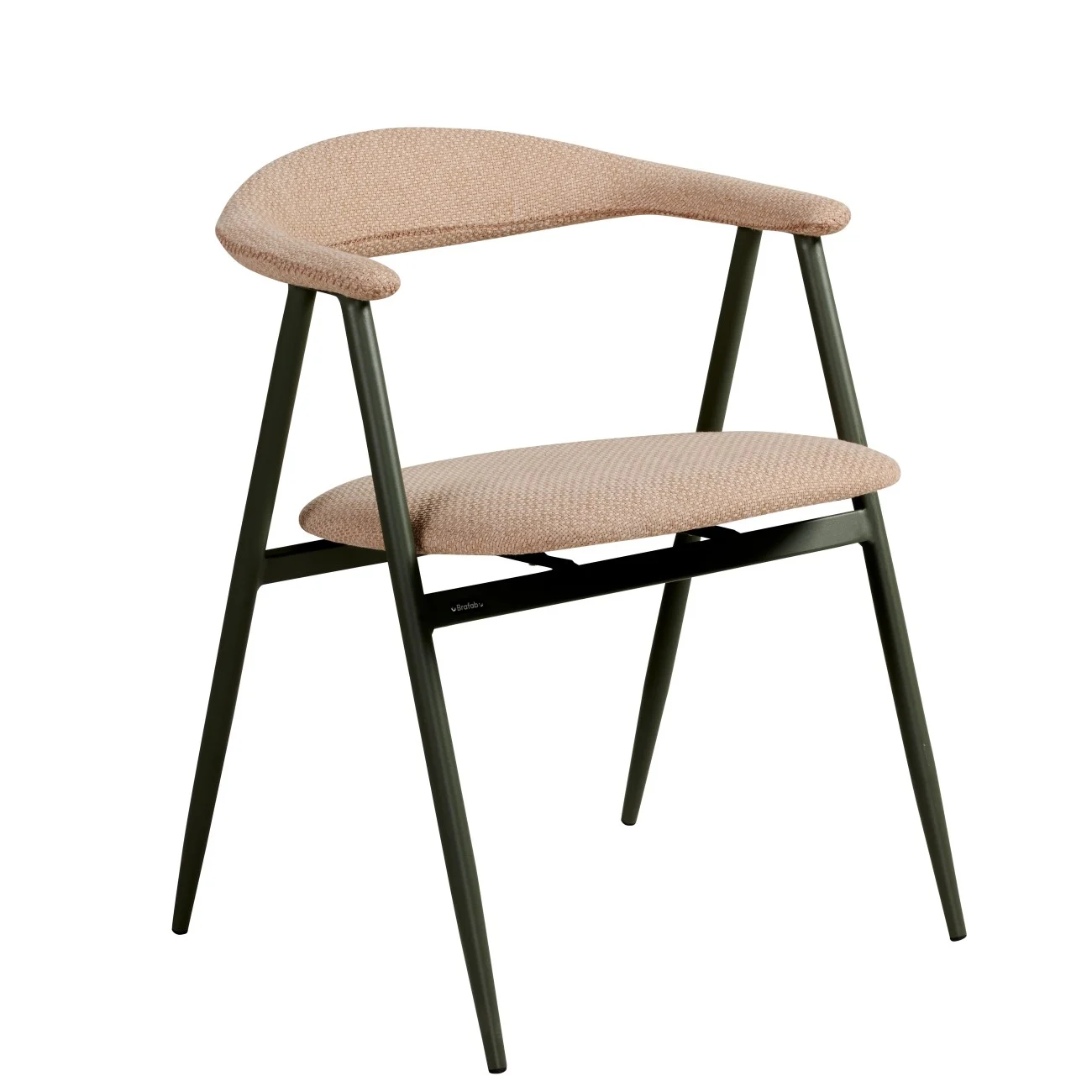 Gartenstuhl Boi mit Armlehne aus Aluminium und Barley-Olefin Stoff, modern, grün beige