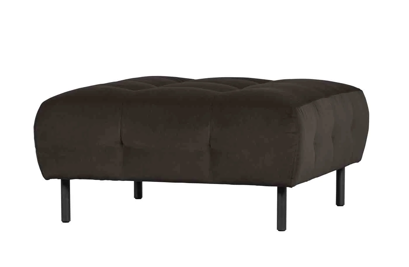 Hocker Lloyd aus Samt, modern gepolstert, quadratisch, schwarz, komfortabel für Dein Zuhause - Woood