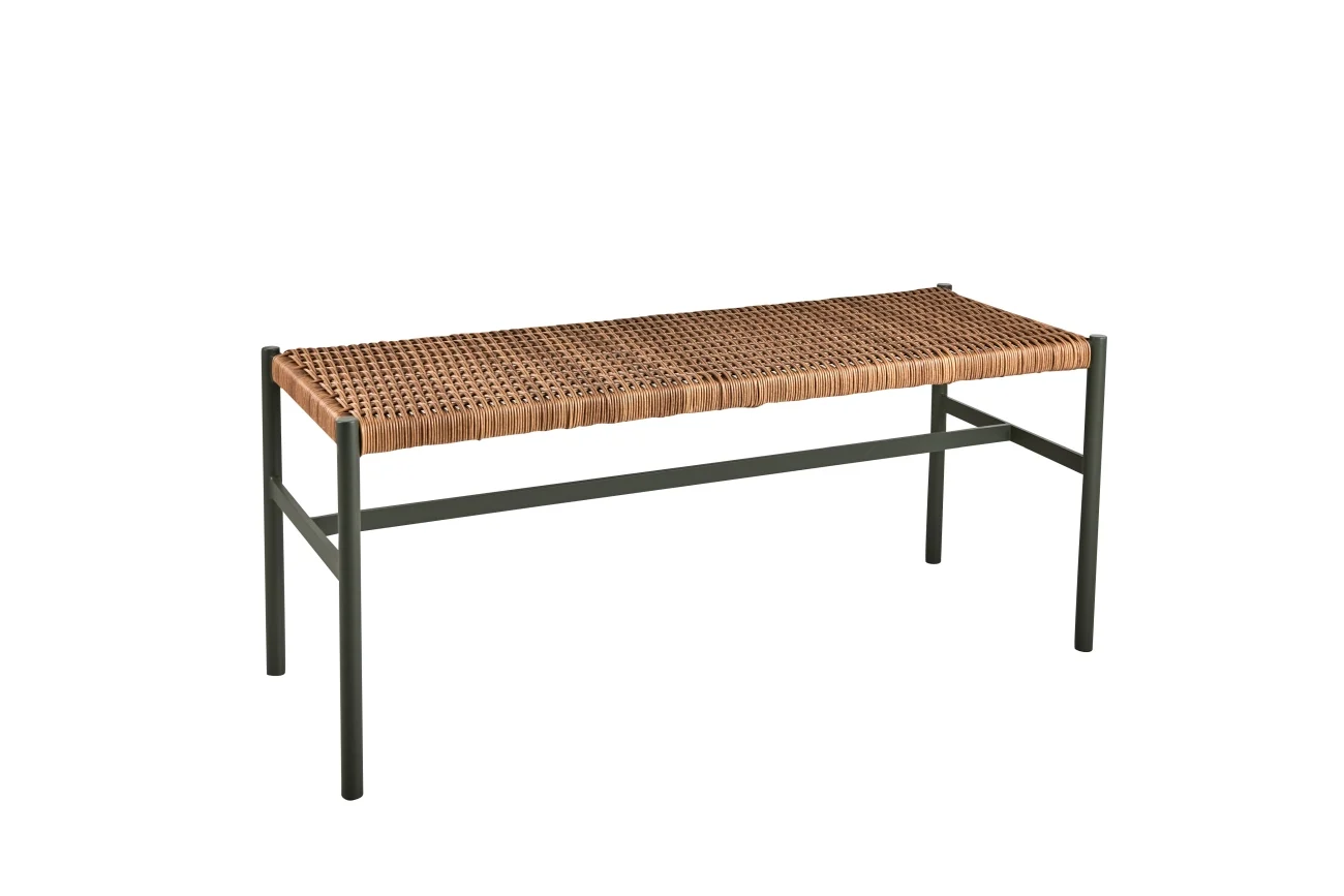 Gartenbank DK 106 cm von Brafab aus Aluminium und Kunstrattan, modern, Nordic Green, für 1-2 Personen