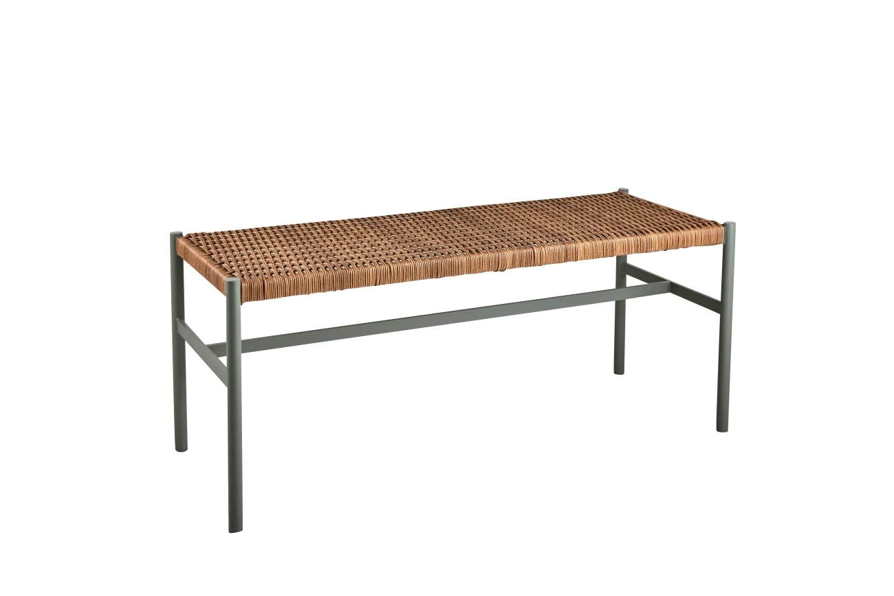 Gartenbank DK 106 cm von Brafab aus Aluminium und Kunstrattan, modern, hellgrün, 1–2 Sitzplätze